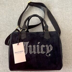 Juicy Couture Liquorice obsession Black velour Satchel  NWT